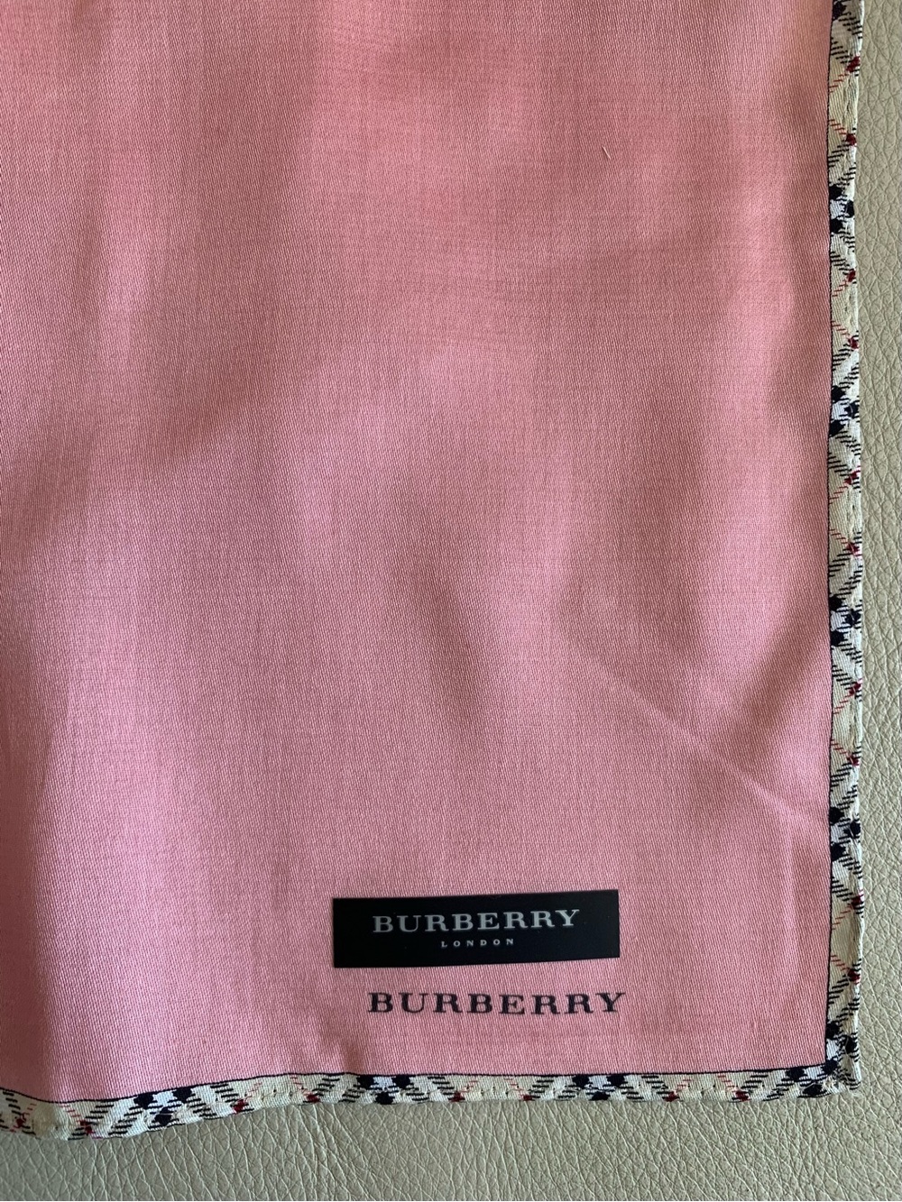 NWT Burberry London Pink Cotton Handkerchief 19.5” Nova Check Trim Japan Rare